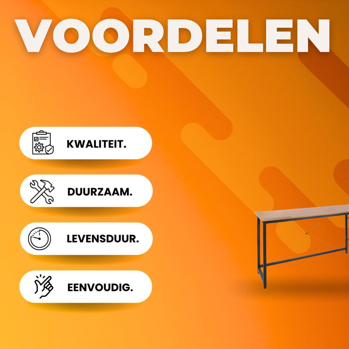 L-vormig Bureau Tavien - Voor Thuiswerk, Gaming & Kantoor - Ruim Hoekbureau voor PC & Laptop - 167 cm - Hout look