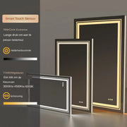 Novalio Badkamerspiegel - 80x60cm - Geen condens - Met verwarming en LED verlichting - Touchpad - Spiegel voor badkamer - Rechthoekig