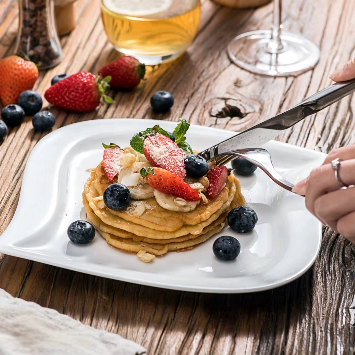 Sovereign Bordenset Fioren 6 persoons – Wit Keramisch – Eetborden – Breakfast Plates