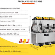 Slushy Machine - slush puppy maker- Ijsmachine- 1100W - RVS Smoothiemaker - Frozen Drink Maker 36L