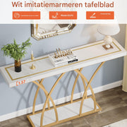 Wandtafel -Haltafel - Dressiortafel - Bijzettafel - Sidetable - Modern - Kunstmarmer, goud