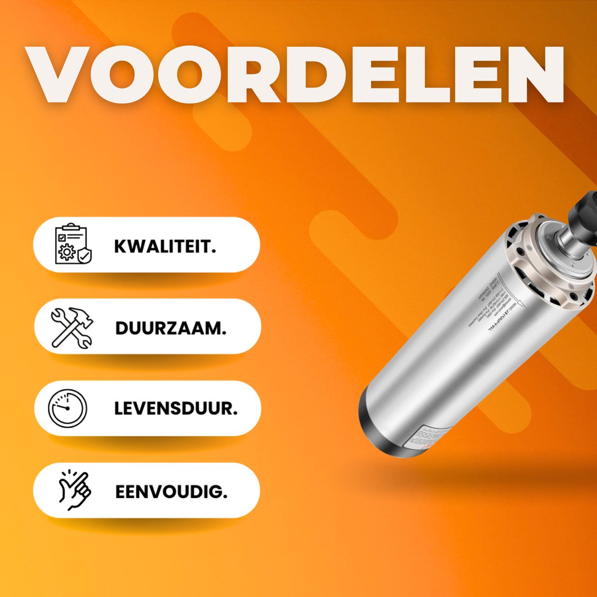 Spindelmotor - 2,2 kW - 400 Hz - Luchtgekoeld - Freesspindel - Voor Freesmachines & Graveersystemen