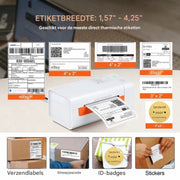 Happyment Thermische Labelprinter - Verzendlabels - Usb - 60 Labels p/m - 203DPI -Wit