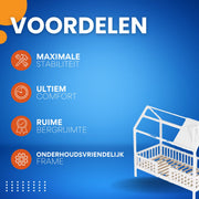 Kinderbed 90 x 200 cm - Voor Kinderen - Peuterbed - Met valbeveiliging - Met lattenbodem - Zonder matras