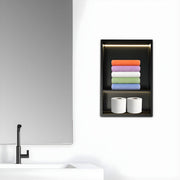 Douchenis - Inbouwnis - Voor badkamerwand - 2-laags wandnis met LED-verlichting - Stijlvol en functioneel - Buitenformaat 33,3*48,5*10 cm