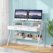 Bureau voor thuis - Met 2 lades - 120 cm - Wit - Computerbureau - Voor volwassenen - Dames
