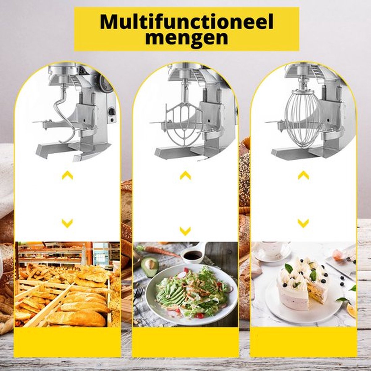Happyment Kneedmachine - Deegmachine - Deegmixer - Deeg Kneder - Keukenmachine - 450W - 10L