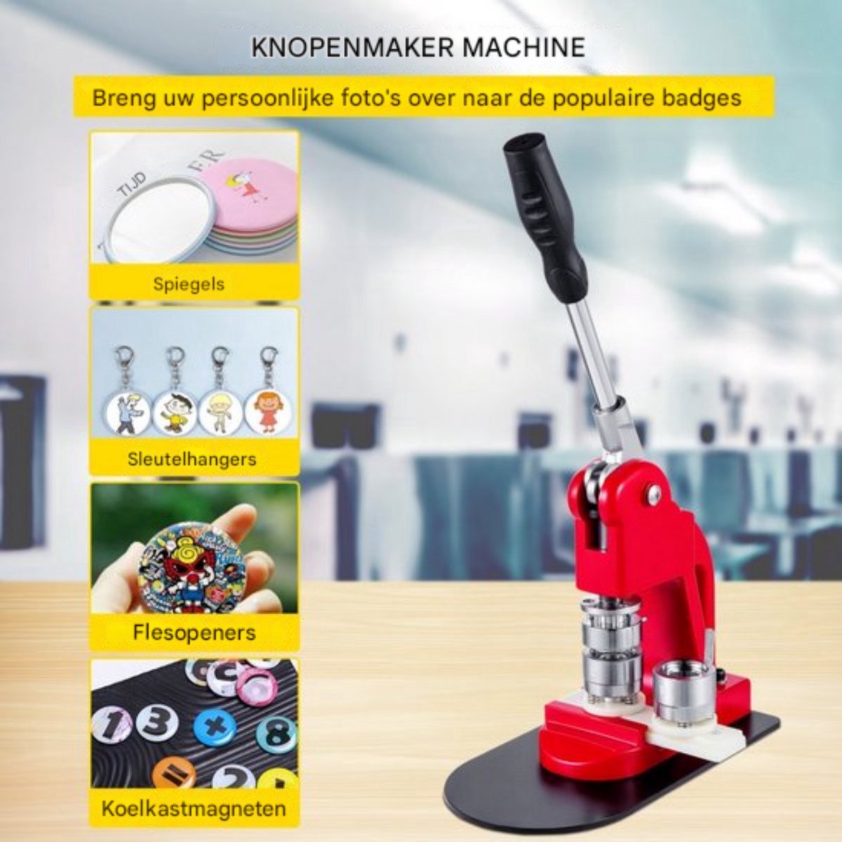 Knopenmachine PRO - Button Press machine 25 mm - Inclusief 1000 Buttons