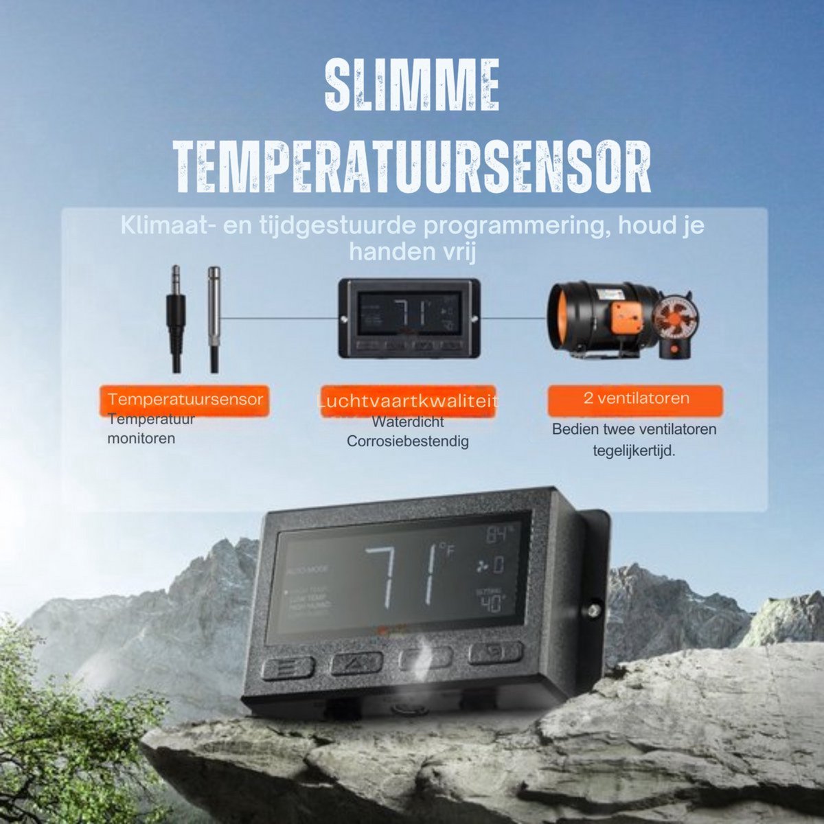 Buisventilator deluxe - Afzuigventilator - Kanaalventilator - Tempratuursensor - Rookafzuigkanaalventilator - Inline venitlator - 68W