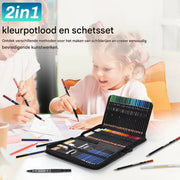 Kleurpotloden set - 97 stuks - Schetspotloden - Met Reisetui - Voor kinderen en volwassenen - Met Puntenslijper