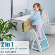 Wc verkleiner met trapje - 2 in 1 Voor peuters en kleuters - Toiletverkleiner - Opvouwbaar - Grijs