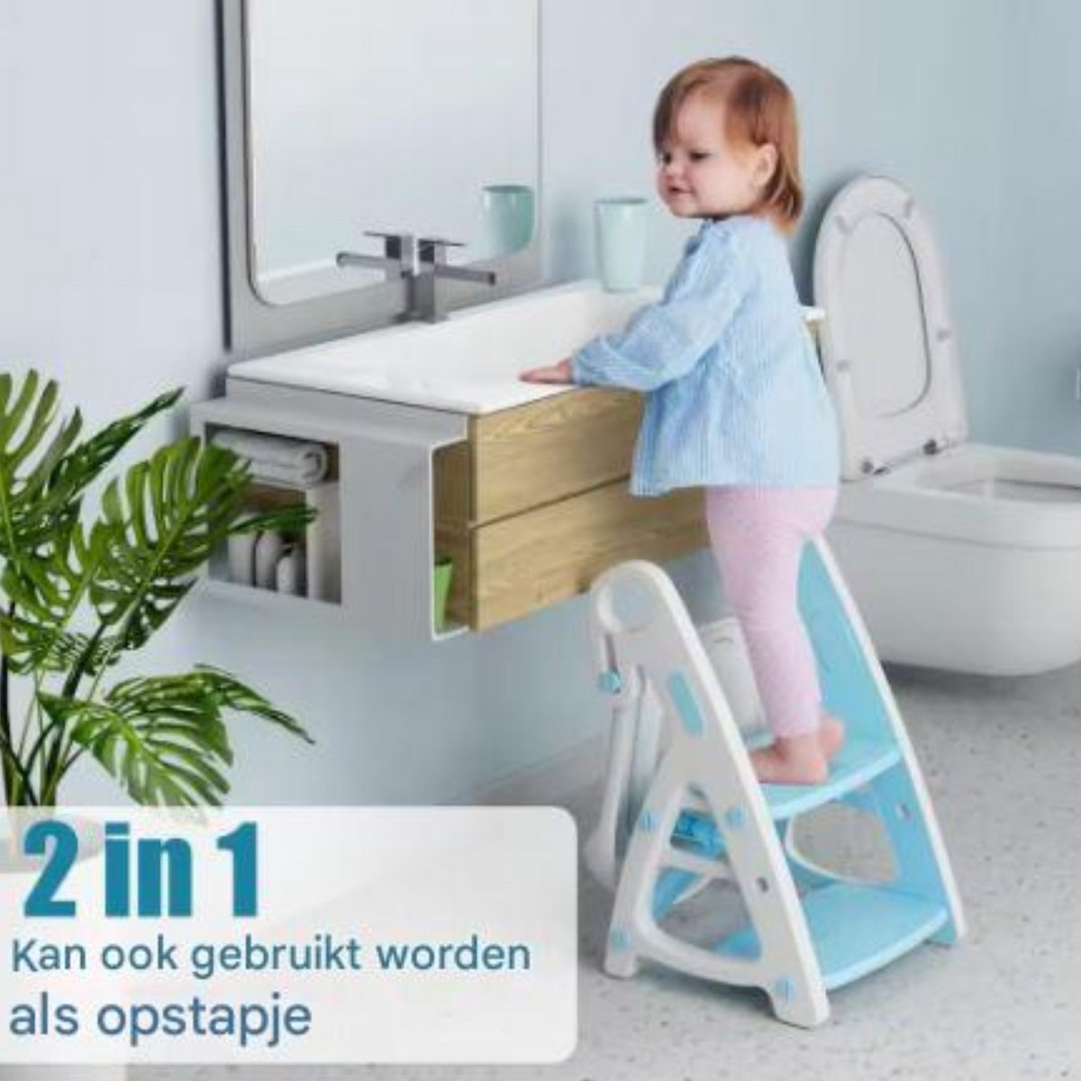 Wc verkleiner met trapje - 2 in 1 Voor peuters en kleuters - Toiletverkleiner - Opvouwbaar - Grijs