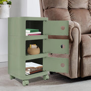 Nachtkastje - Bijzettafel - met Wielen - 32 cm - met Verborgen Opbergruimte - Moderne Opbergtafel voor Slaapkamer & Woonkamer - 3-laags - Groen