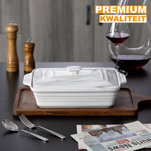Aristocratic Bordenset - Marmer Look - 2700ML - Lasagne - Braadslede - Rechthoekige schaal