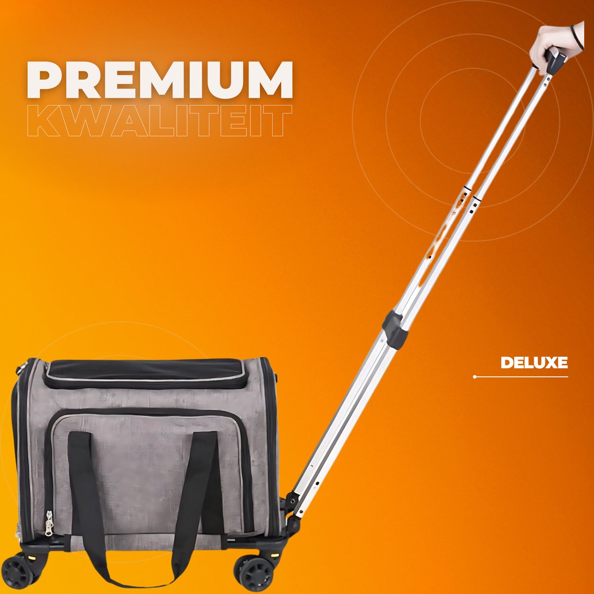 Hondentrolley - Hondenbuggy inklapbare- Opvouwbare Hondenrugzak met 4 Wielen - Kattentransporter- Duurzaam en stevig- 11,3kg Draagvermogen - Draagtas met Opbergtassen
