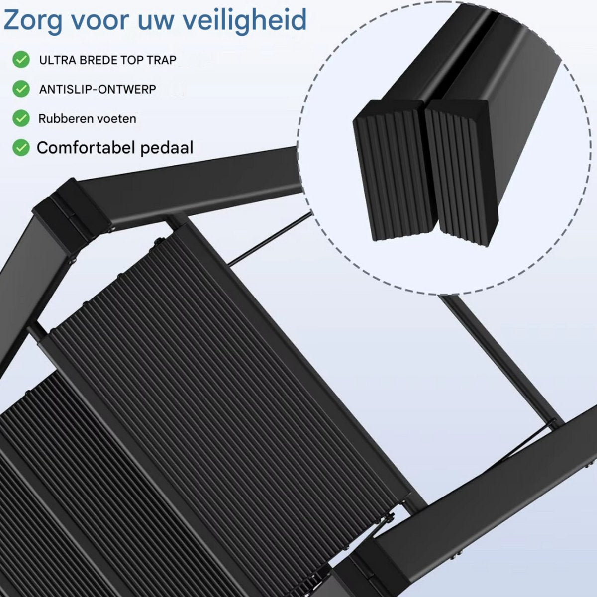 Lichtgewicht Aluminium Vouwladder -4-treden - Keukentrap - Huishoudtrap - Voor Huishoudelijk Gebruik & Veilig Opstappen - Brede Stappen & Draagbaar Ontwerp - Slank & Inklapbaar