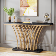 Consoletafel Novio - Goud - Sidetafel - Wandtafel - Haltafel - Zwart - Woonkamer - Zwart Marmerlook