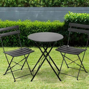 Bistroset 2 persoons - Metaal - Tuinset - Met bistrostoeltjes - 3-delig - Tuintafel - Zwart