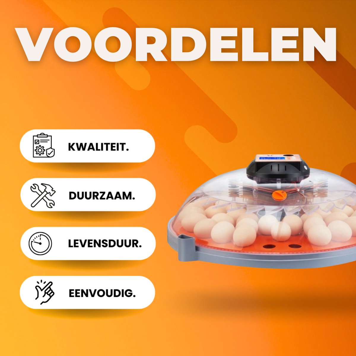 Broedmachine automatisch - Voor 48 eieren - Automatisch Roteren en bijvullen - Incubator