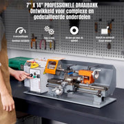 Professionele Metaaldraaibank - 500W - 18x36 cm Draaibank - Inclusief Accessoires