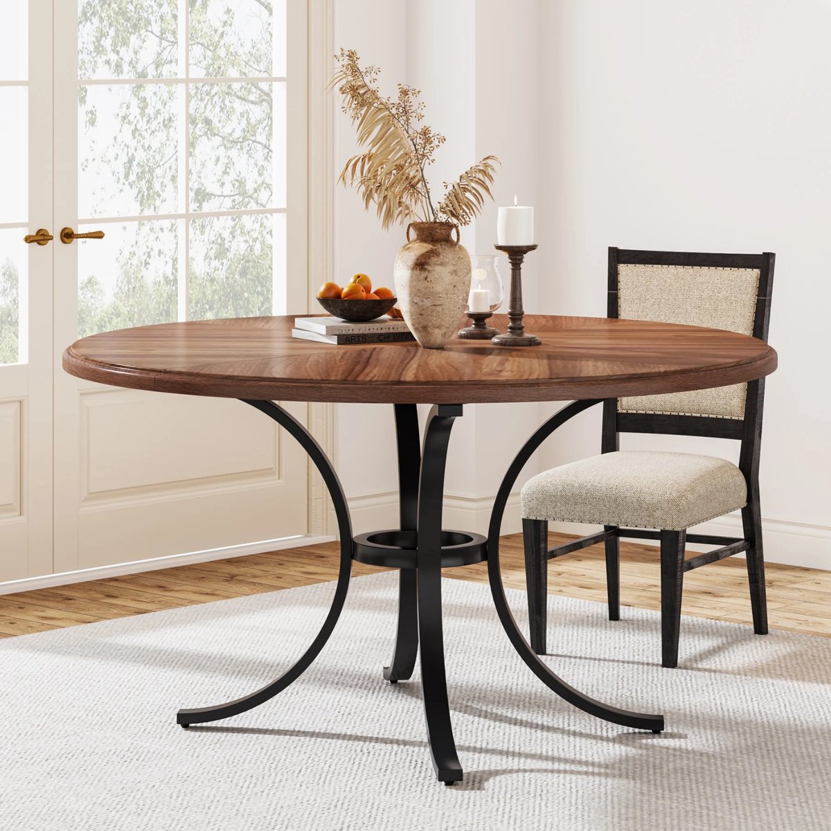 Eettafel Orvion - Ronde Eettafel 120cm - Voor 4 Personen - Voor Keuken en Eetkamer