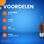 2-in-1 Wandlamp - in Europese Vintage Stijl - Voor Woonkamers & Slaapkamers - Glazen Lampenkap - Tot 40W, Verlicht 5m² Ruimte