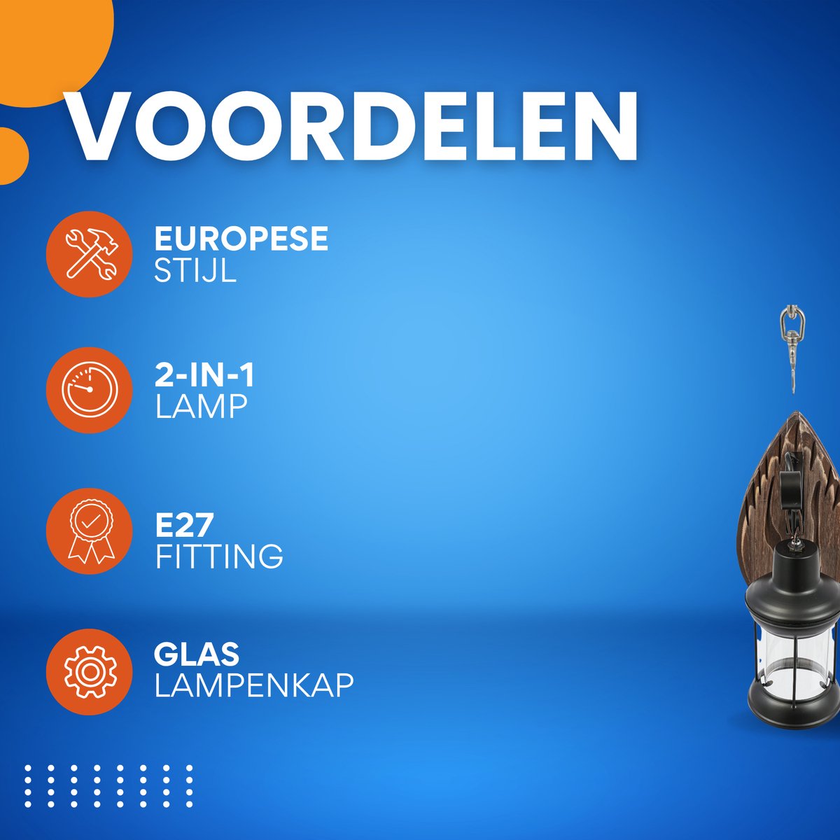 2-in-1 Wandlamp - in Europese Vintage Stijl - Voor Woonkamers & Slaapkamers - Glazen Lampenkap - Tot 40W, Verlicht 5m² Ruimte
