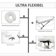 Opvouwbare Massagetafel - Behandeltafel - Professionele massage - Ontspanning - Voor Spa, Salon, Kliniek & Thuis - Inclusief Kussen - Wit