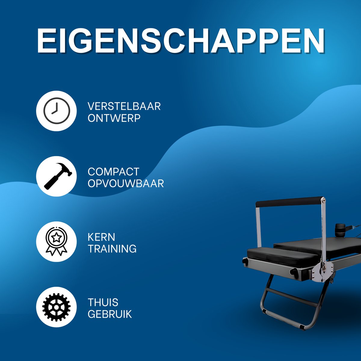 Pilates Reformer - Professioneel fitnessapparaat - Pilates board - Voor thuisgebruik en krachttraining - Verstelbaar en opvouwbaar - Compact - Zwart