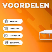 Partytent met zijwanden - 300x600cm - Opvouwbaar - Wit - Easy up - Paviljoen - Waterdicht weerbestendig - In hoogte verstelbaar