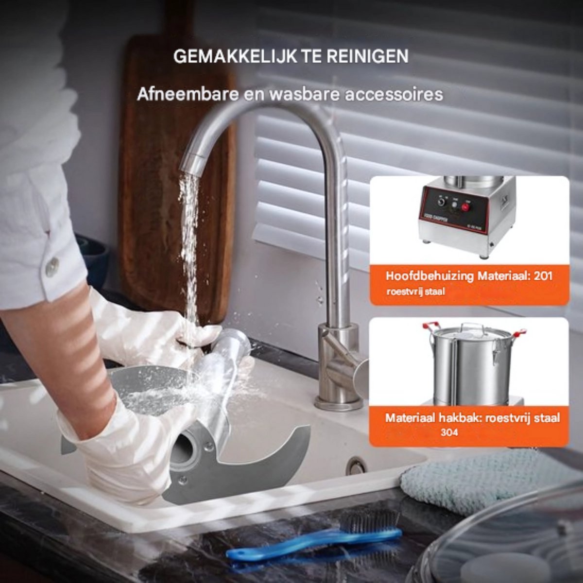 Groentesnijder - Hakmolen- 1400W Elektrische Fruitsnijder - RVS Multisnijder Keukenapparaat