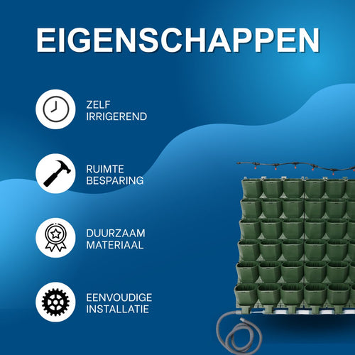 Automatische wandbloempot - zelfwaterende bloempot - Groen - Voor binnen- en buitenplanten - Besproeiingssysteem met zelfirrigatie - Muurbevestiging