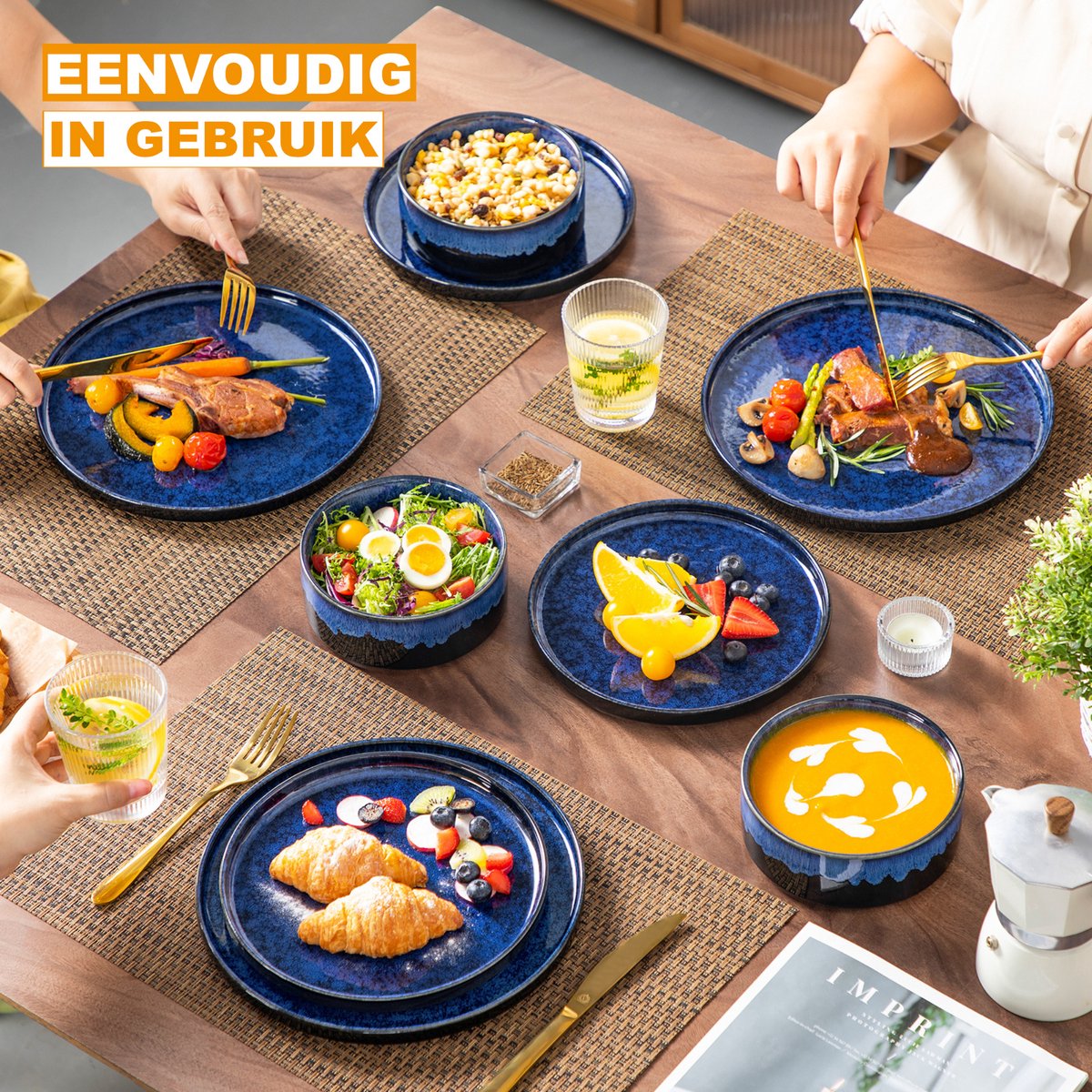 Vittoria Serviesset - 36 delig - 12 persoons - Sky blue - Dinerborden - Bordenset - Diepe borden - Ontbijtborden - Servies - Keukenservies