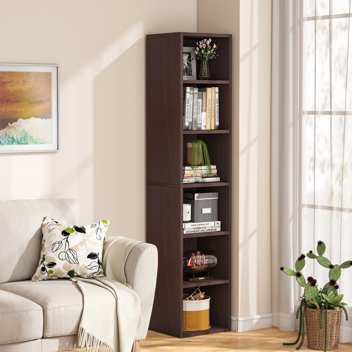 Opbergkast Ceylix - Boekenkast - Vakkenkast - Boekenrek - 180cm hoog - Woonkamer, slaapkamer, kantoor
