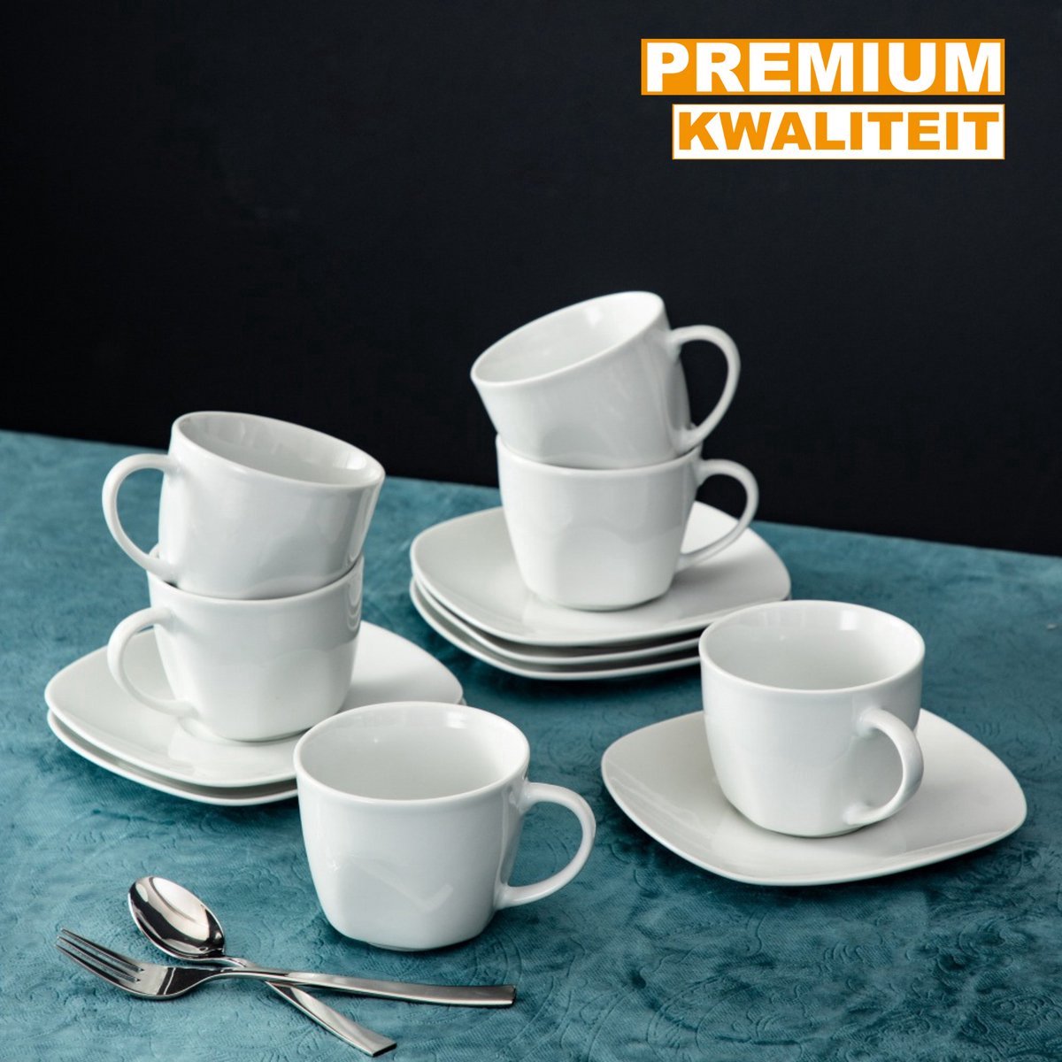Prestina Mokkenset - 6 stuks - Wit - Dinerborden - Bordenset - Diepe borden - Ontbijtborden - Servies
