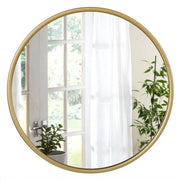Ronde Wandspiegel - Stijlvolle Ophangspiegel met Gouden Metalen Frame - Geschikt voor Badkamer, Slaapkamer, Woonkamer en Hal - 80x80cm