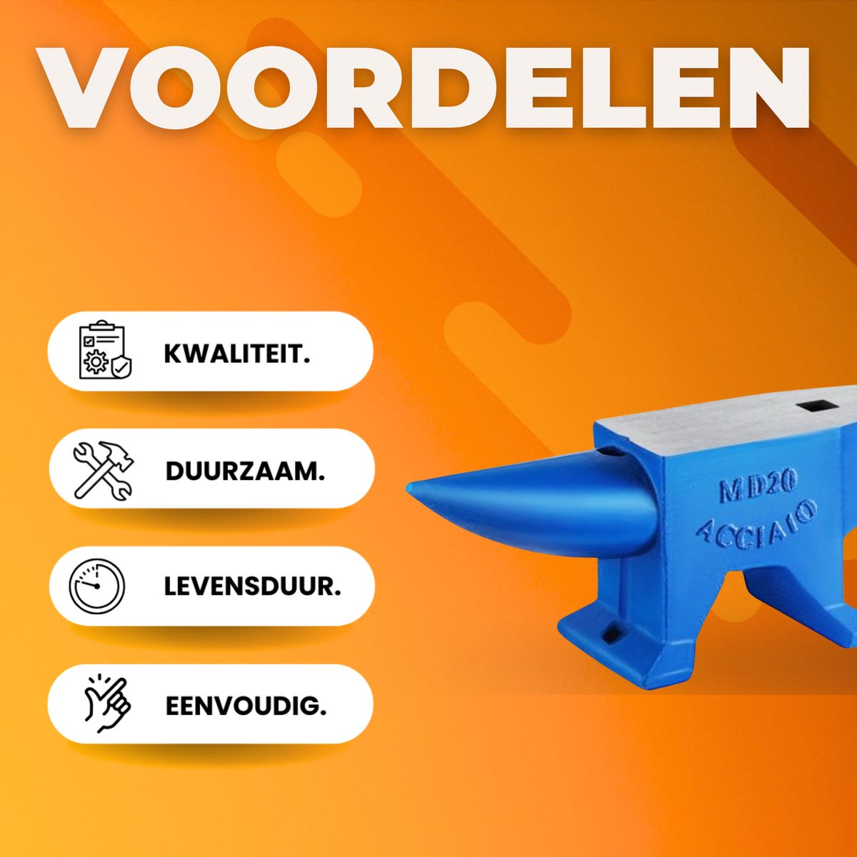 Smeed Aambeeld - 20KG Gesmeed Staal - Rond & Vierkant Gat
