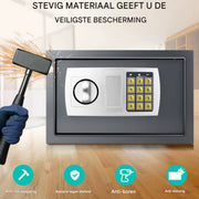 Brandwerende Waterdichte Veiligheidskluis Tavien - Met 2 Handmatige Override Sleutels - Veiligheidsbox met Dubbel Digitaal Toetsenbord en Sleutel