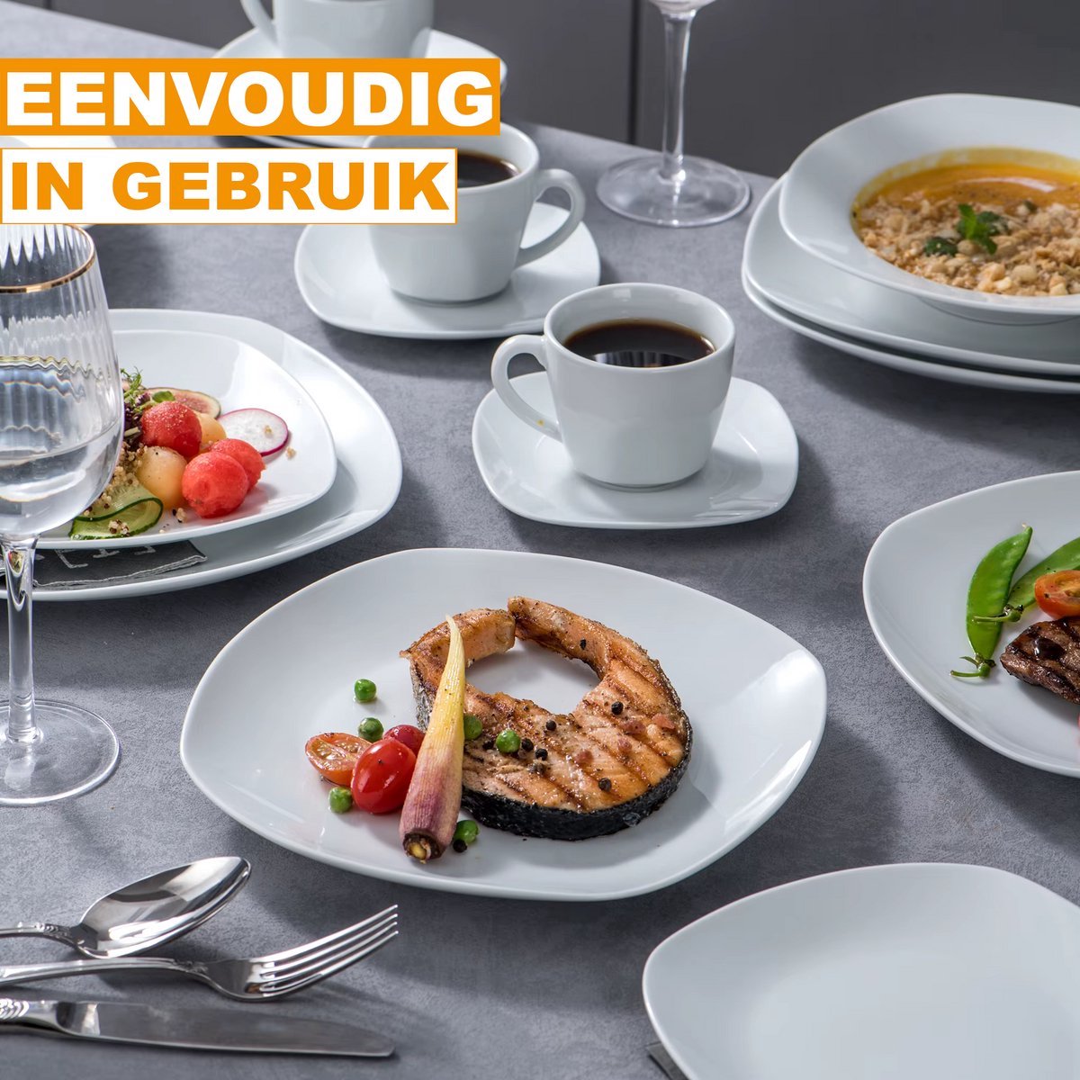Luminous Ontbijtborden – 6 persoons – Wit Keramisch – Eetborden – Kleine Borden – Stijlvol keramiek