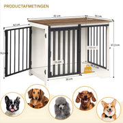 Hondenbench - Hondenkrat - Hondenkennel - Hondenhok - 81 cm - Voor Binnen - Wit/bruin