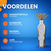 Decoratieve Vloervaas Milano - Grote hoge vaas - Voor Pampas Gras of Kunstbloemen - 68 CM - Voor binnen