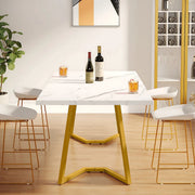 Moderne eetkamertafel Luvia - Woonkamer -Marmerlook Blad - 160cm