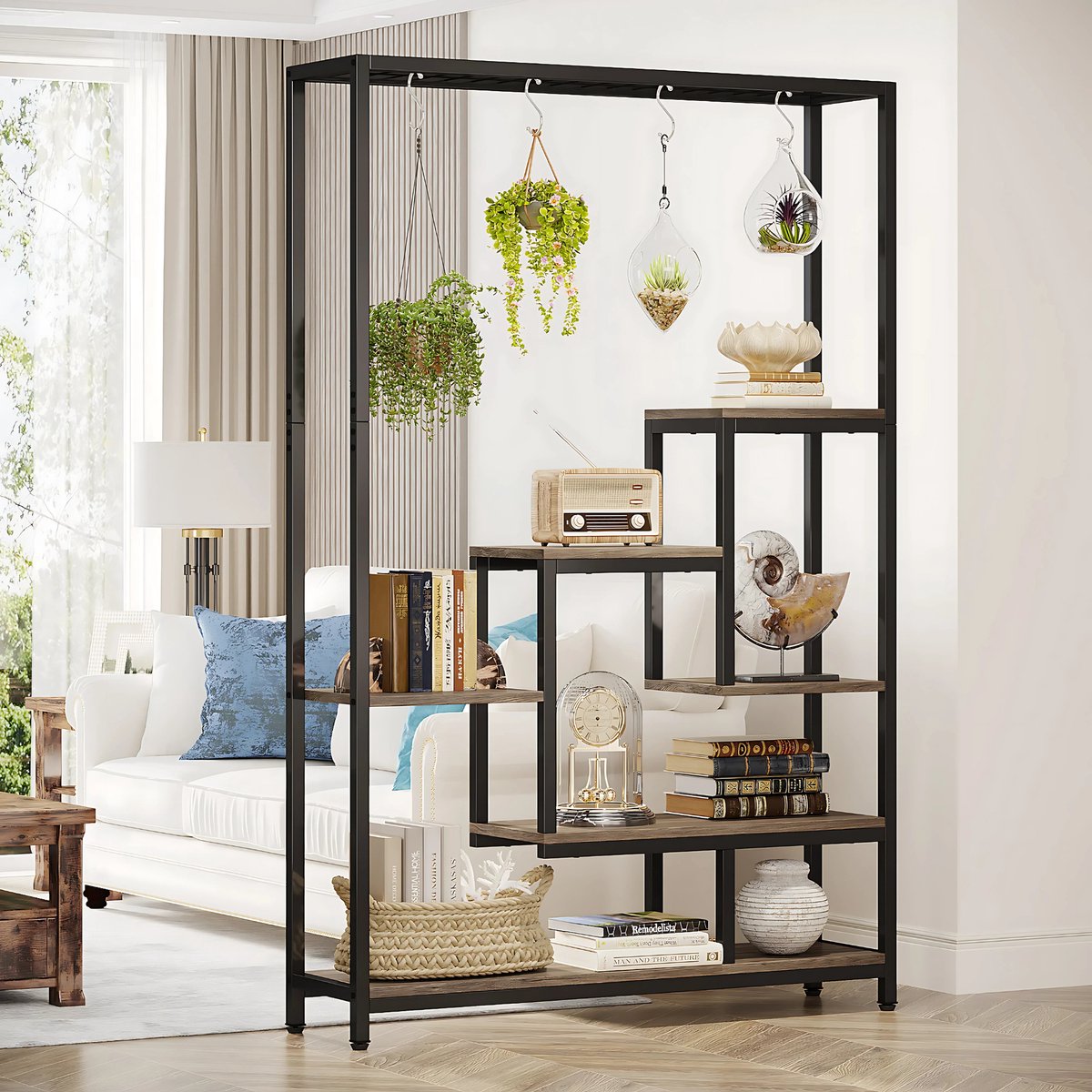 Plantenstandaard met 5 lagen - Plantenrek voor Binnen - 180cm - Plantenladder - Grijs