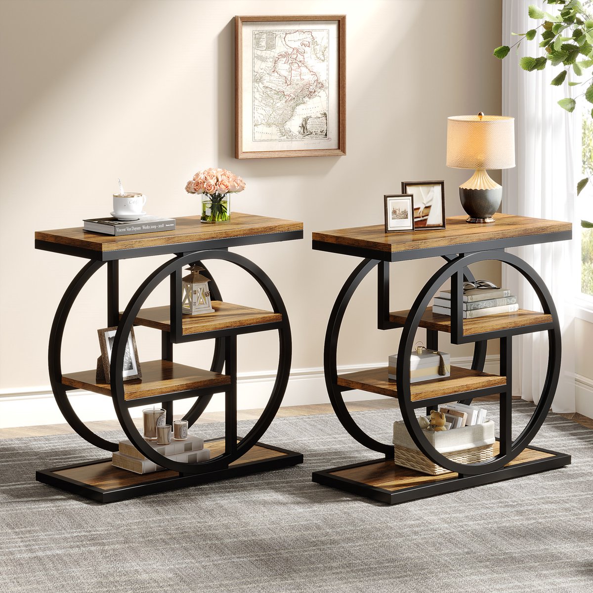 Luxe Bijzettafel Delia - Voor woonkamer of slaapkamer - Nachtkast - Bruin