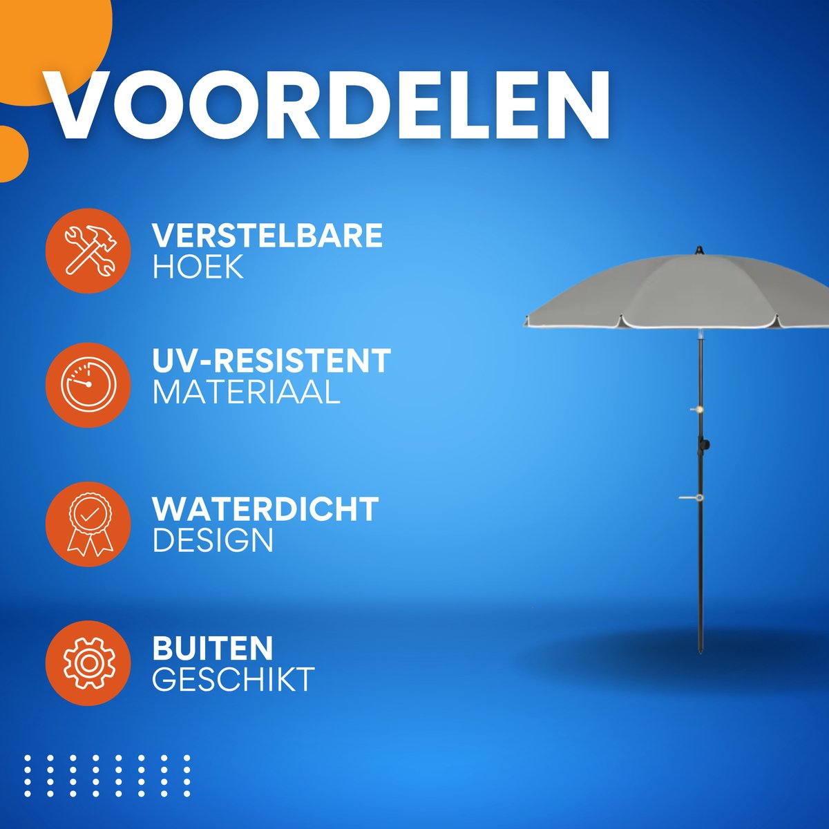 Ronde Parasol - Voor Balkon, Strand of Tuin - Verstelbaar & 45° Kantelbaar - UV-Resistent & Waterdicht - Dark Grey 155cm