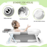 Babybadje Fioren - Lichtgrijs - Temperatuurweergave - Baby bad met standaard - Zitbad - Kinderbad - Opvouwbaar