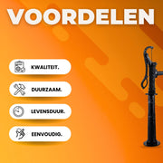 Luxe zwengelpomp - Handwaterpomp - Tuinwaterpomp - Waterpomp - Gietijzer - 6M Pompdiepte voor Irrigatie - Inclusief Pompstandaard
