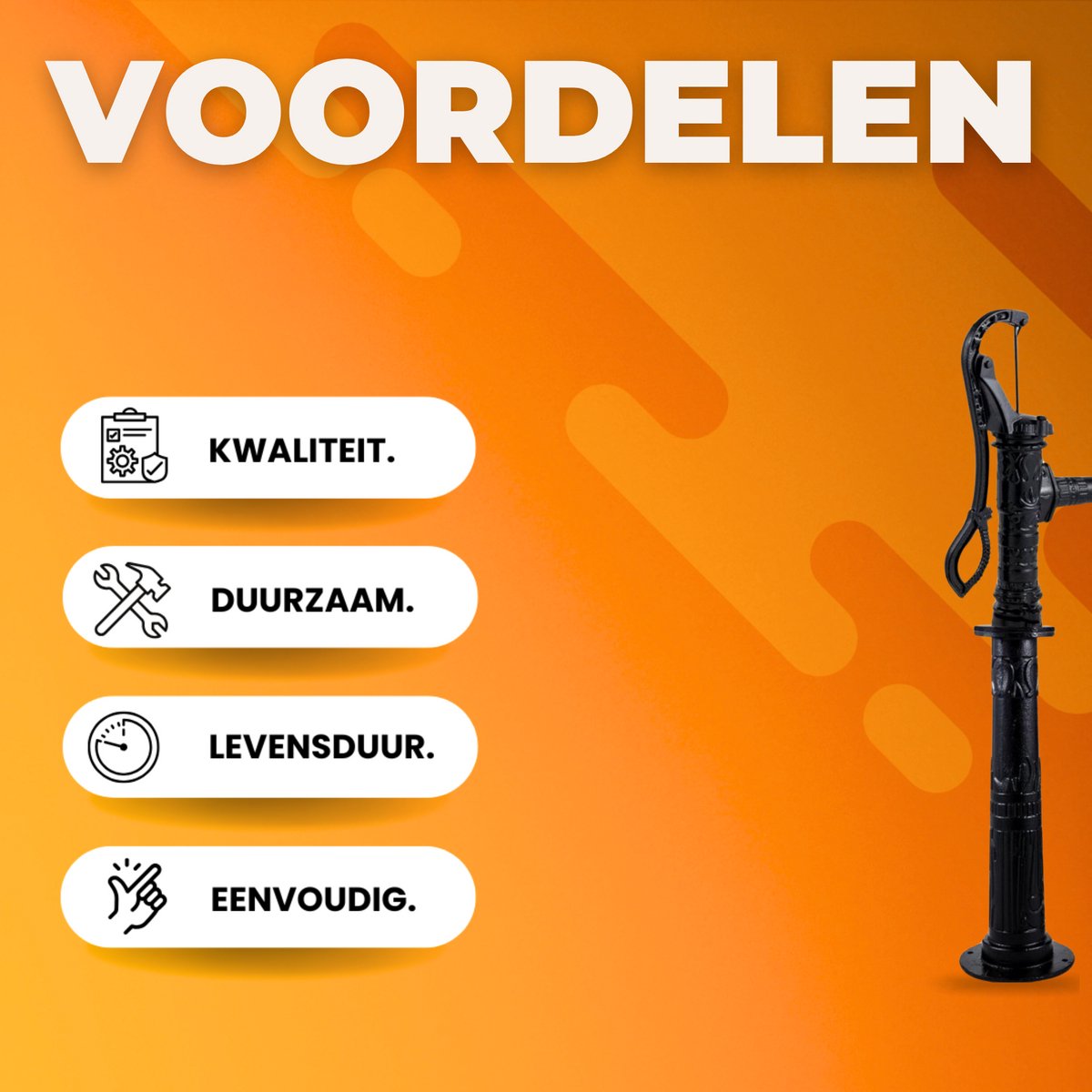 Luxe zwengelpomp - Handwaterpomp - Tuinwaterpomp - Waterpomp - Gietijzer - 6M Pompdiepte voor Irrigatie - Inclusief Pompstandaard
