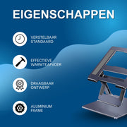 Laptoptafel – Tablethouder - Bedtafel - Laptopstandaard - Voor thuiskantoor en presentaties –Aluminium / Zwart