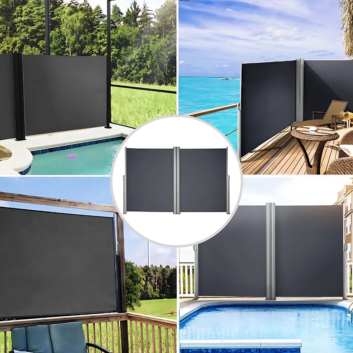 Tuinscherm deluxe - Uitschuifbaar windscherm - Schuttingpaneel terras - Scheidingswand uittrekbaar - Terras Rolgordijn - 180 x 600 cm Formaat